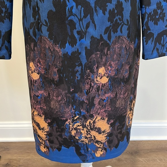 Isle by Melis Kazan Blue and Black Floral Print Shift Dress Size Medium - Picture 4 of 8